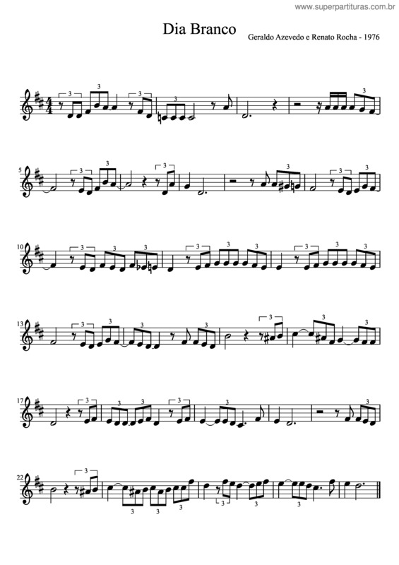 Partitura da música Dia Branco v.5