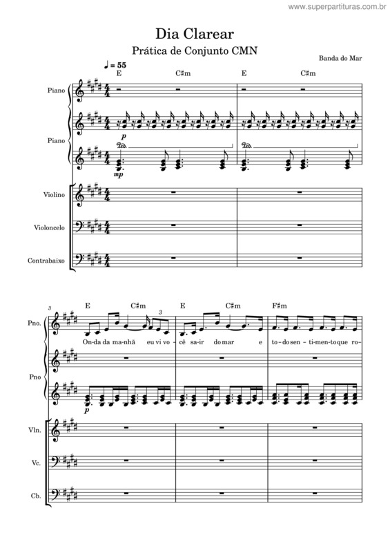 Partitura da música Dia Clarear