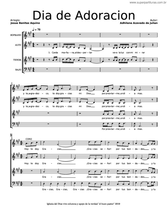 Partitura da música Dia De Adoracion