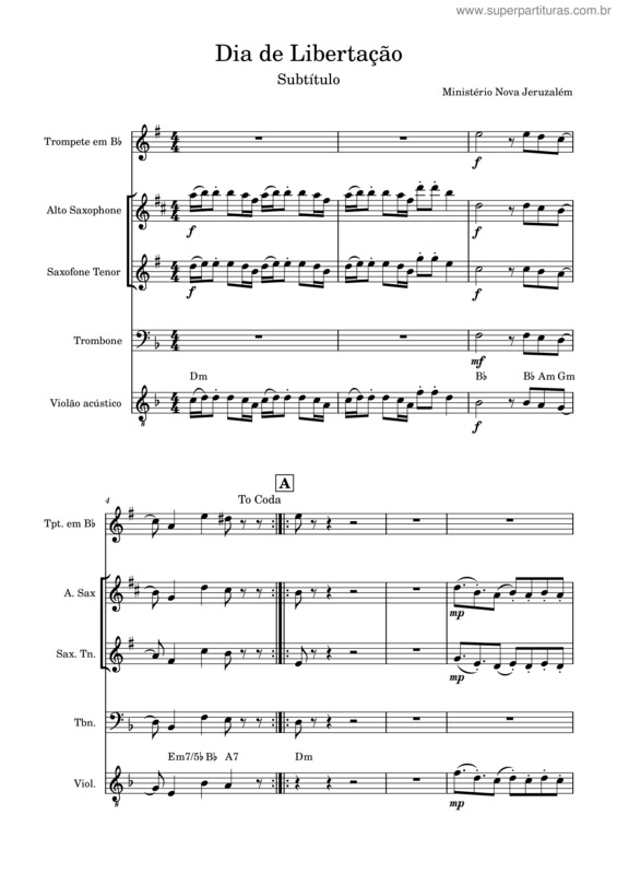 Partitura da música Dia De Libertação