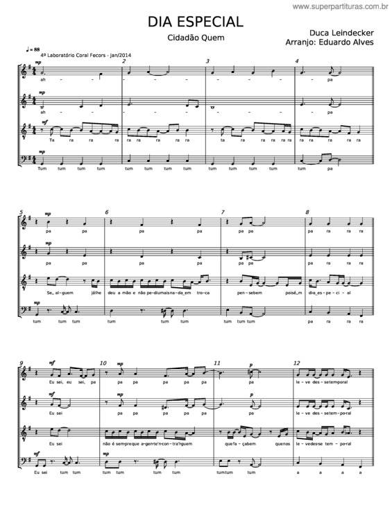 Partitura da música Dia Especial v.8