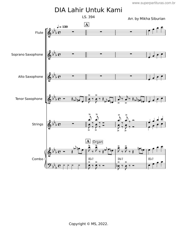 Partitura da música Dia Lahir Untuk Kami