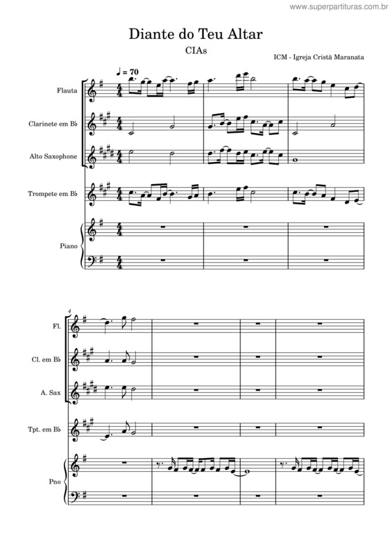 Partitura da música Diante Do Teu Altar