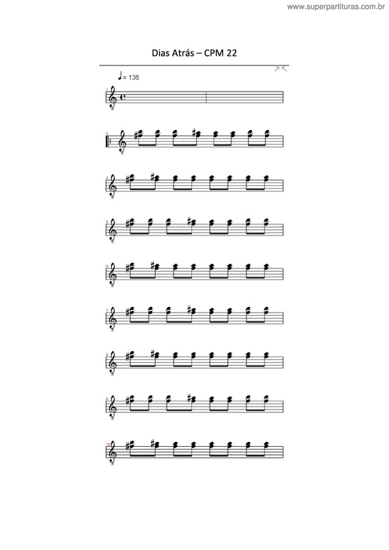 Partitura da música Dias Atrás