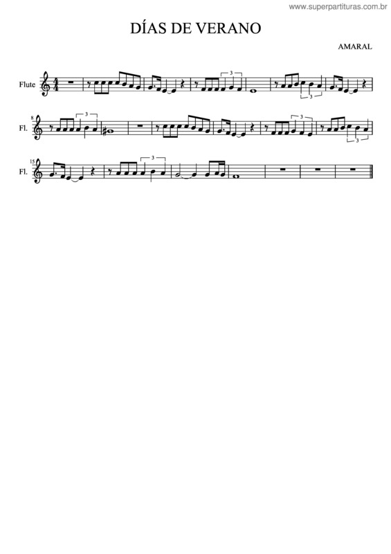 Partitura da música Días De Verano v.2