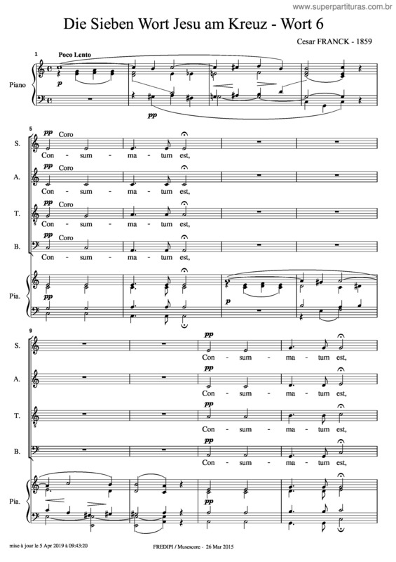 Partitura da música Die Sieben Worte Jesu Christi Am Kreuz, Wort 6