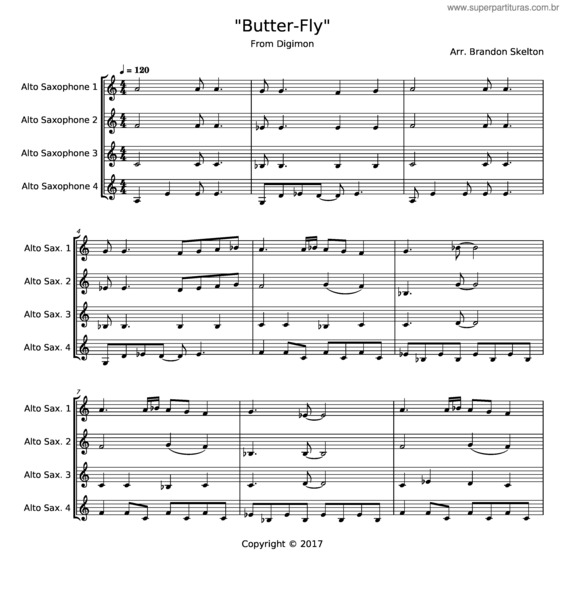 Partitura da música Digimon