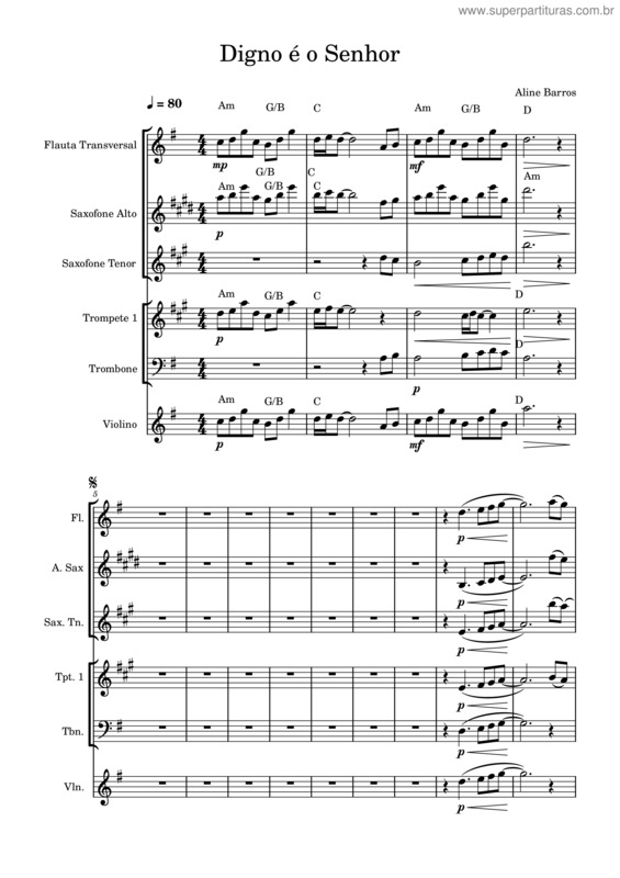 Partitura da música Digno É O Senhor v.10