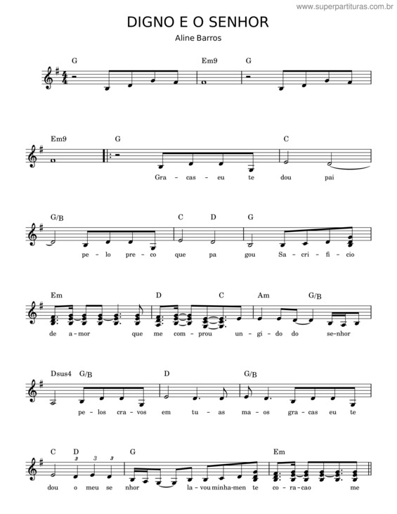 Partitura da música Digno É O Senhor v.11