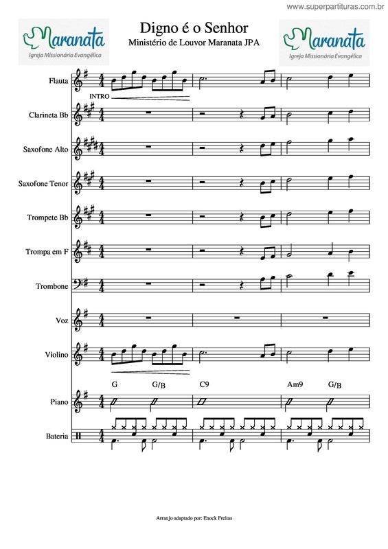 Partitura da música Digno É O Senhor v.9