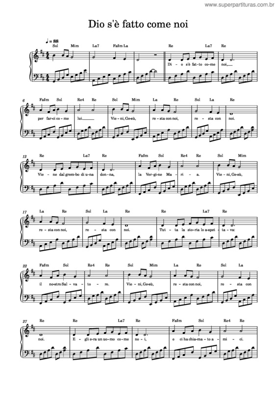 Partitura da música Dio Si È Fatto Come Noi