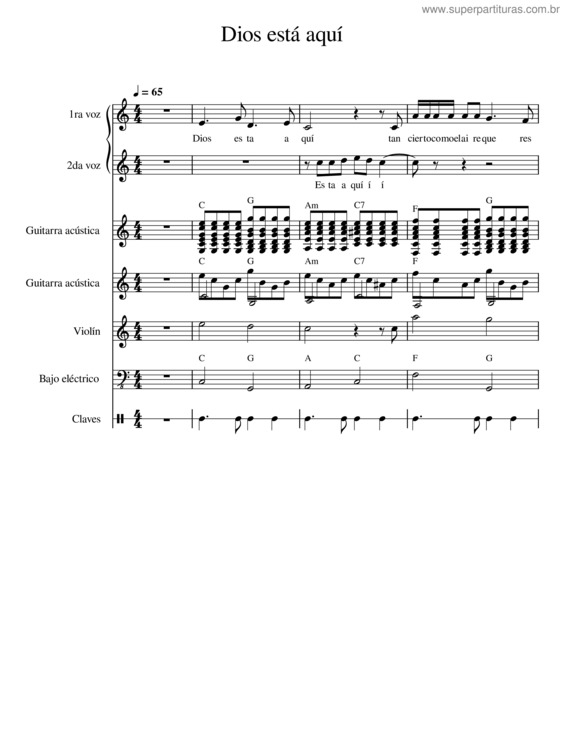 Partitura da música Dios Está Aquí v.2