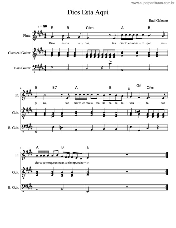 Partitura da música Dios Esta Aqui