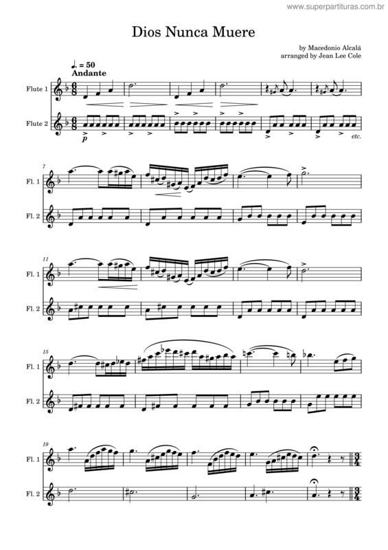 Partitura da música Dios Nunca Muere v.2