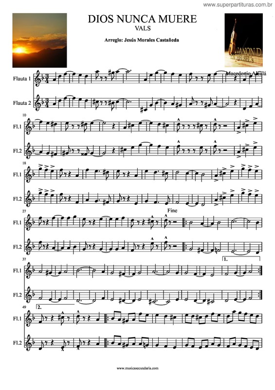 Partitura da música Dios Nunca Muere