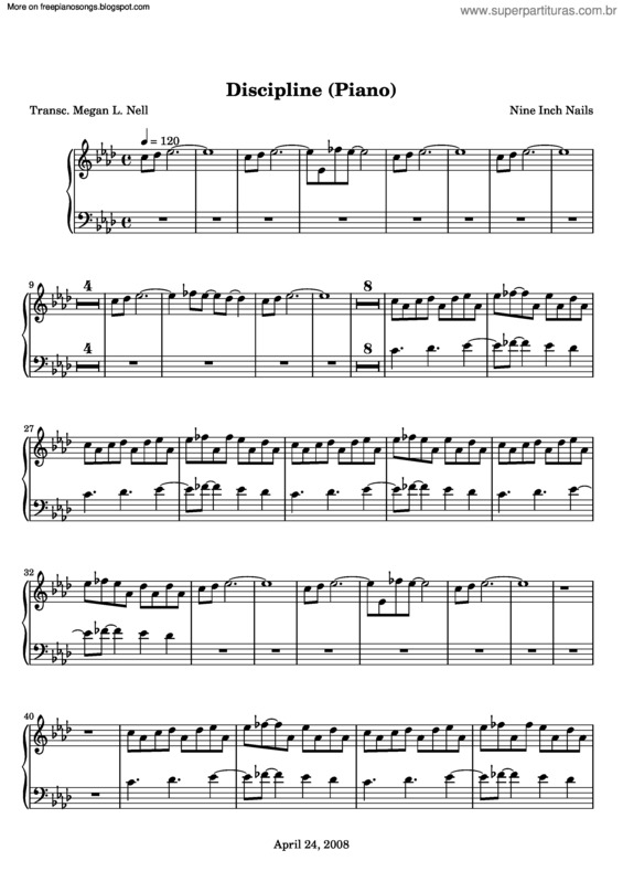 Partitura da música Discipline