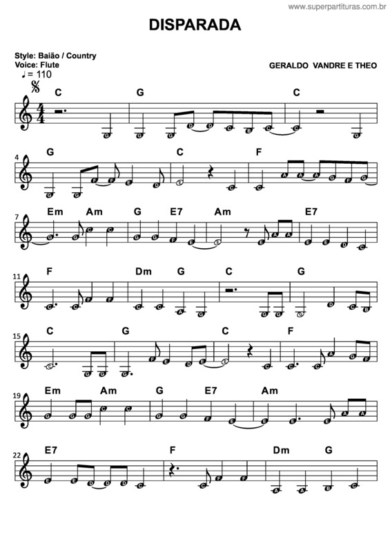 Partitura da música Disparada v.17