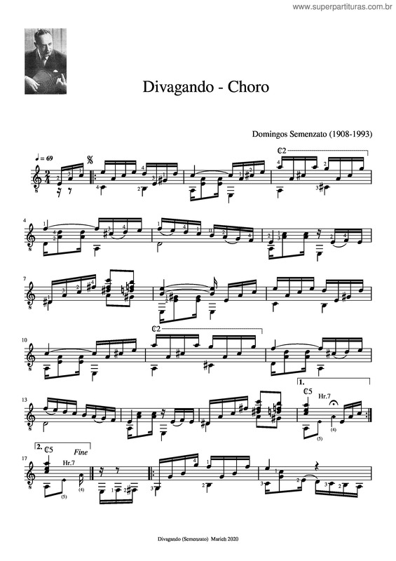 Partitura da música Divagando v.15