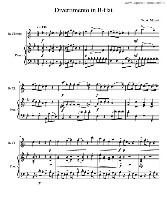 Partitura da música Divertimento In B-Flat