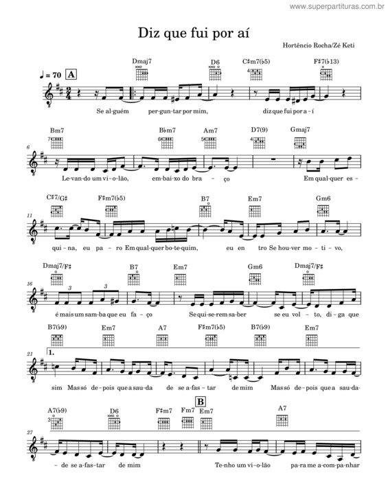 Partitura da música Diz Que Fui Por Aí v.7