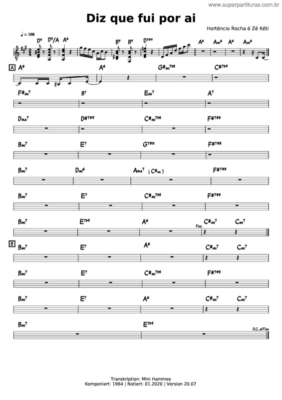 Partitura da música Diz Que Fui Por Ai v.9