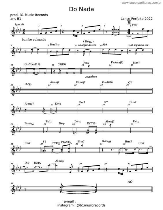 Partitura da música Do Nada