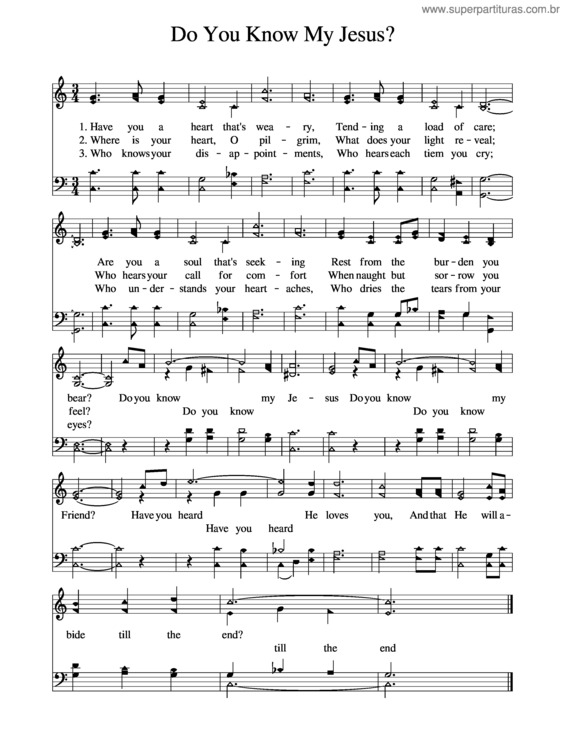 Partitura da música Do You Know My Jesus