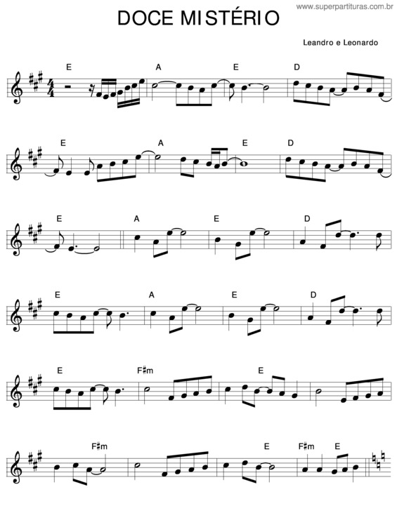 Partitura da música Doce Mistério v.4