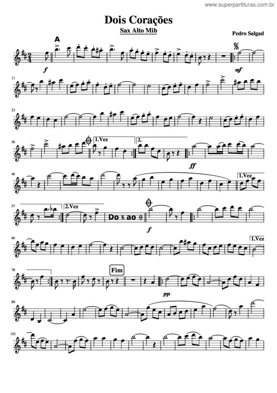 Partitura da música Dois Corações v.29