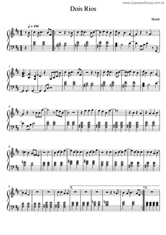 Partitura da música Dois Rios v.7