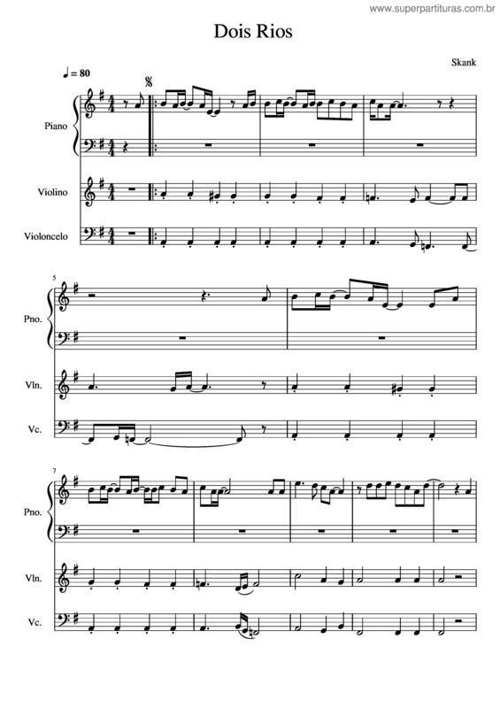 Partitura da música Dois Rios v.8