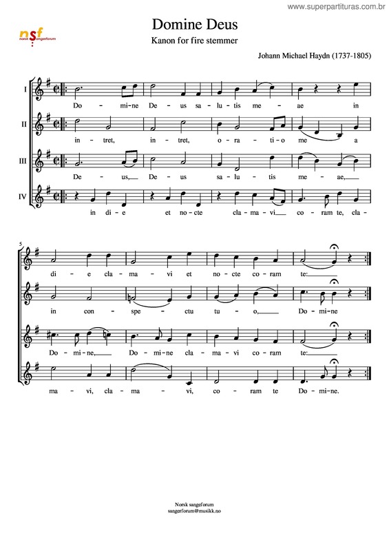 Partitura da música Domine Deus