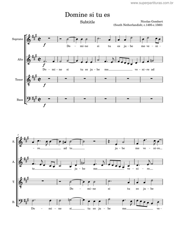 Partitura da música Domine Si Tu Es