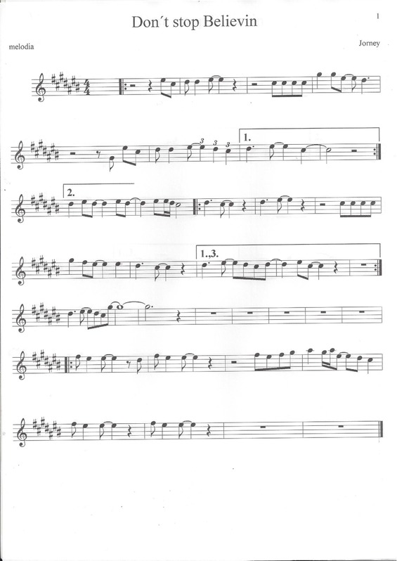 Partitura da música Don´T Stop Believin