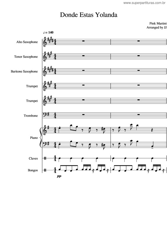 Partitura da música Donde Estas Yolanda Arrangement