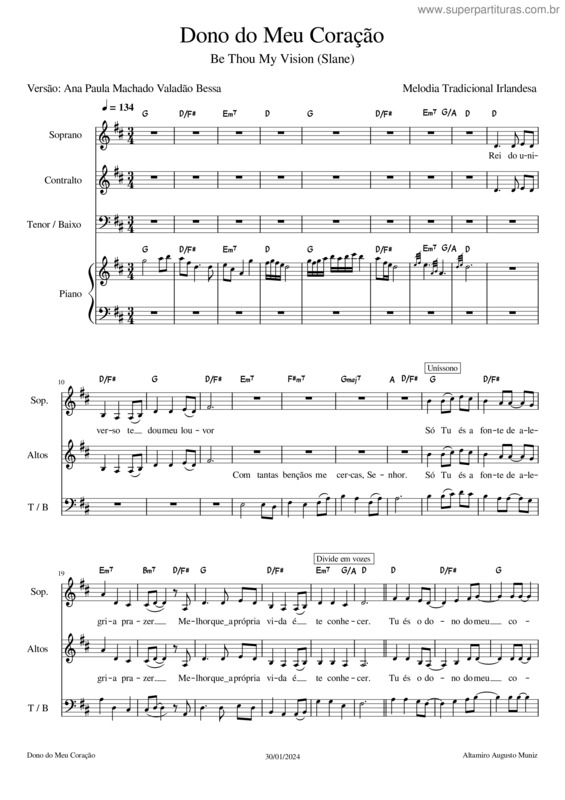 Partitura da música Dono Do Meu Coração v.4