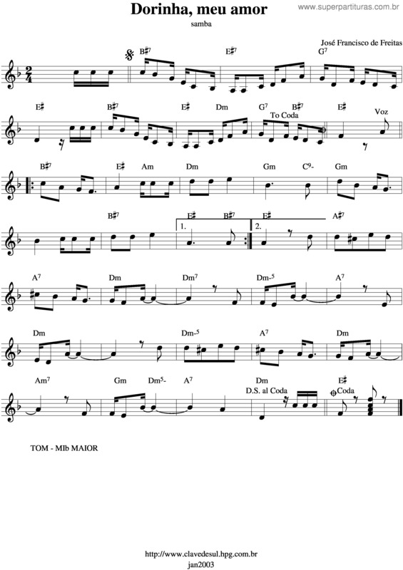 Partitura da música Dorinha v.2