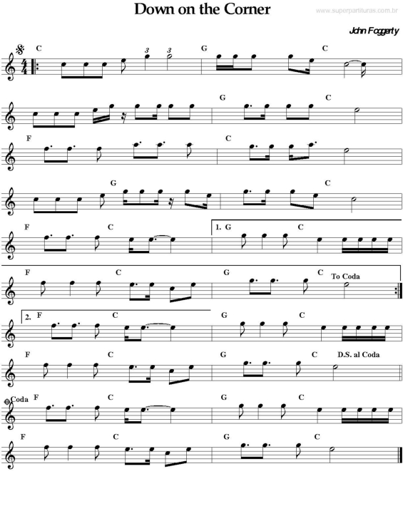 Partitura da música Down on the Corner