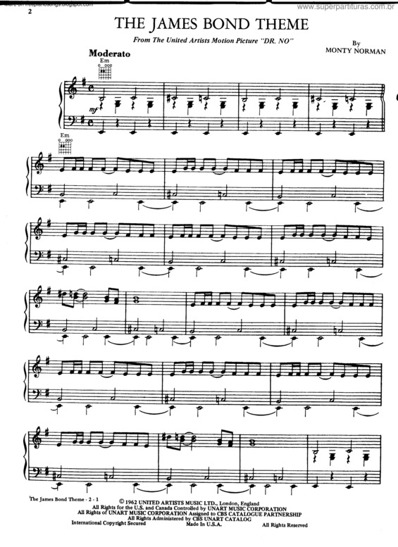 Partitura da música Dr No