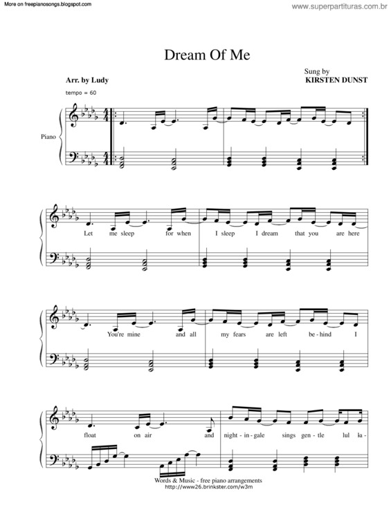 Partitura da música Dream Of Me