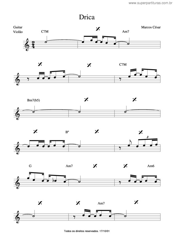 Partitura da música Drica