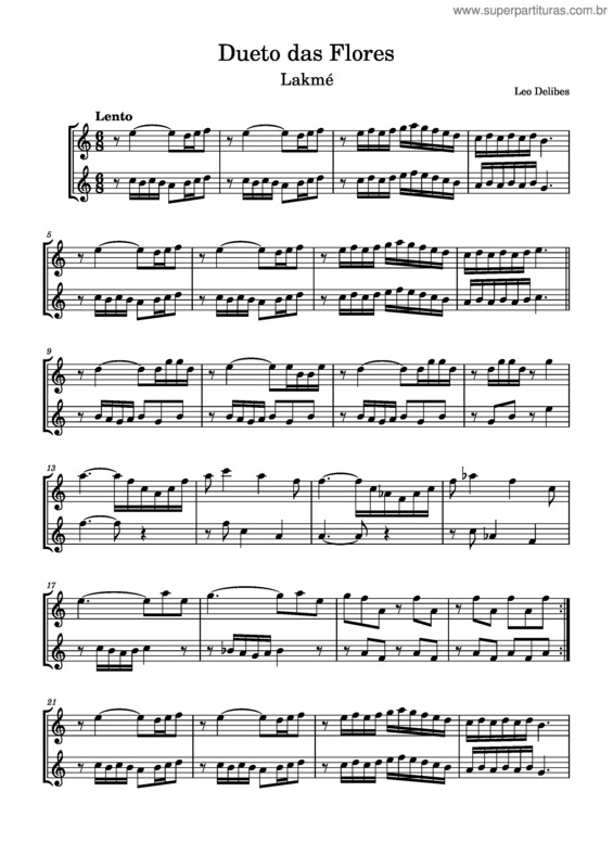 Partitura da música Dueto Das Flores