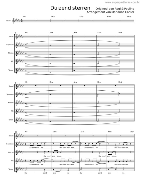 Partitura da música Duizend Sterren