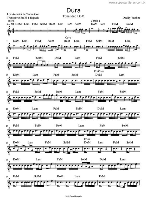 Partitura da música Dura