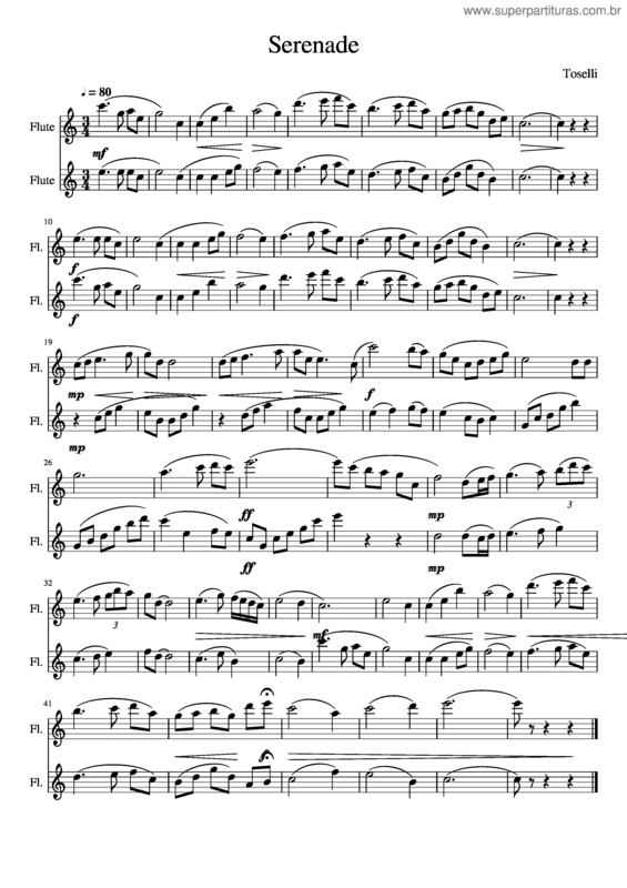 Partitura da música E. Toselli Serenade Duet