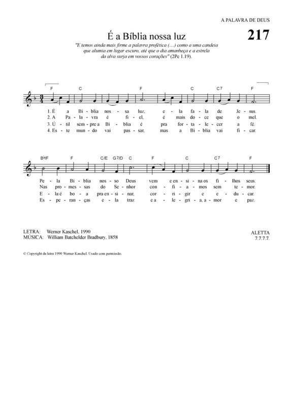 Partitura da música É A Bíblia Nossa Luz