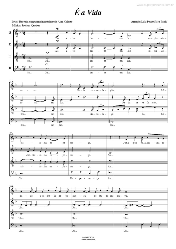 Partitura da música É a Vida