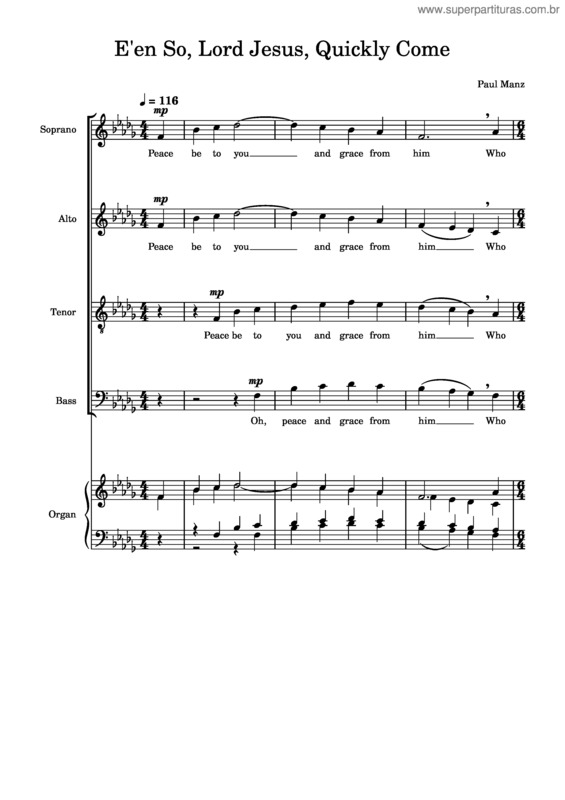 Partitura da música E`En So Lord Jesus Quickly Come