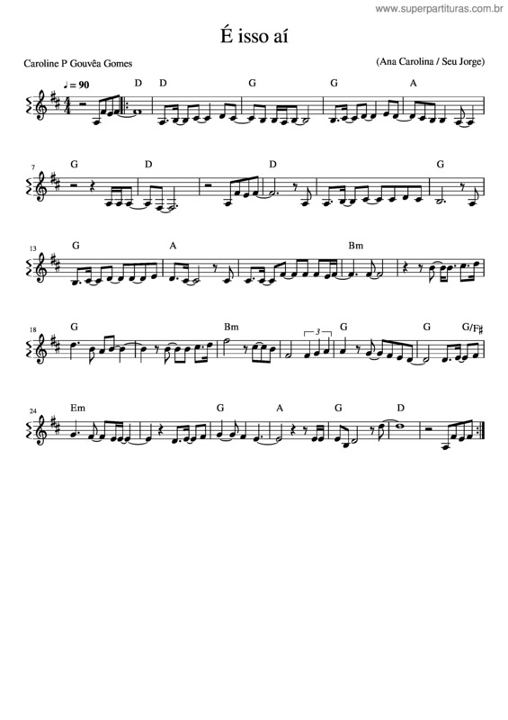 Partitura da música E Isso Ai v.6