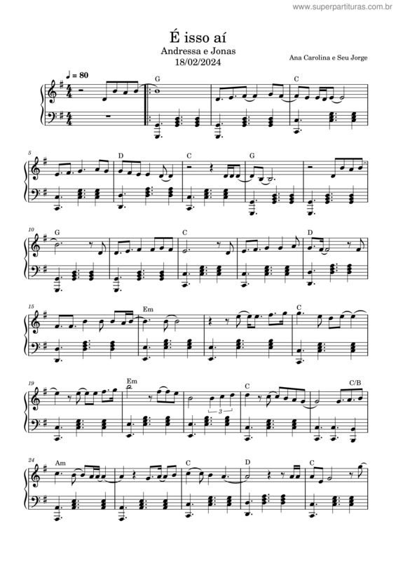 Partitura da música É Isso Aí v.8